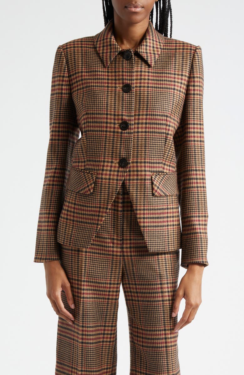 Veronica Beard Aire Houndstooth Check Wool Dickey Jacket, Alternate, color, 