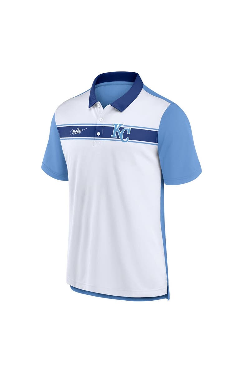 Nike Men's Nike White/Light Blue Kansas City Royals Rewind Stripe Polo, Alternate, color,
