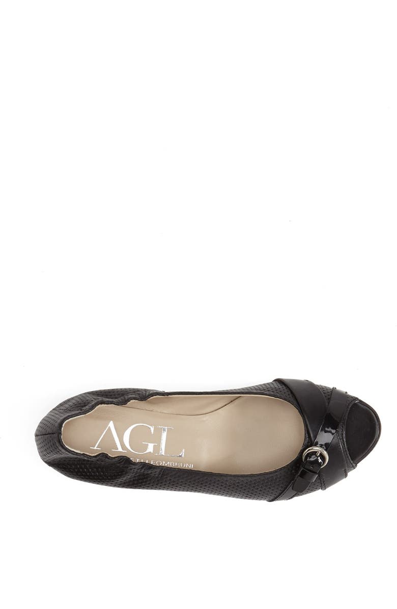 AGL Attilio Giusti Leombruni Perforated Leather Wedge Pump, Alternate, color,