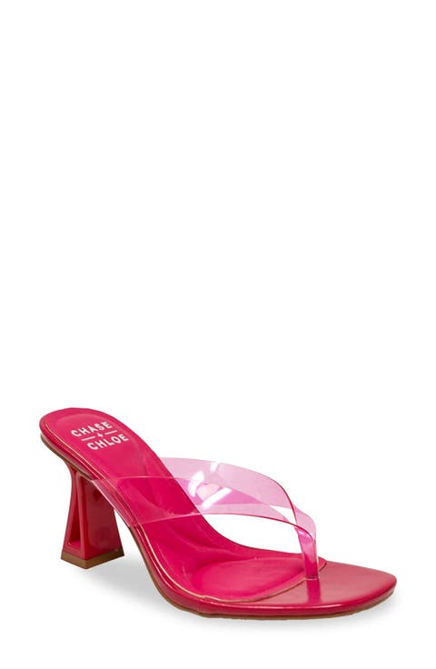 Translucent Strap Block Heel Sandal (Women)