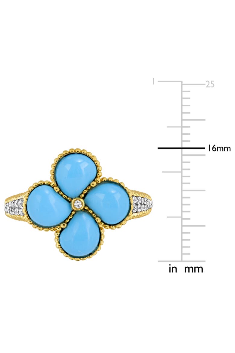 Created Gemstone & 1/8 CTW Diamond Clover Flower Ring, Alternate, color, Created Turquoise