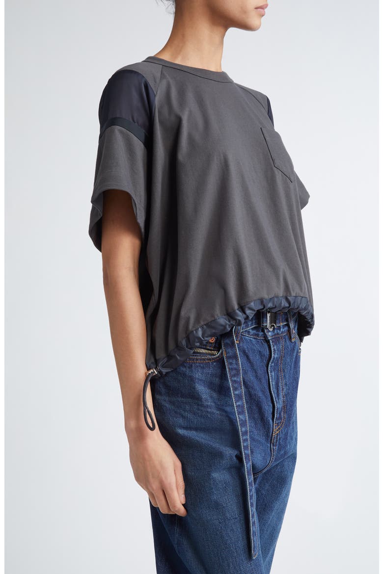 x Thomas Mason Paneled Mixed Media T-Shirt, Alternate, color, GRAY/ NAVY