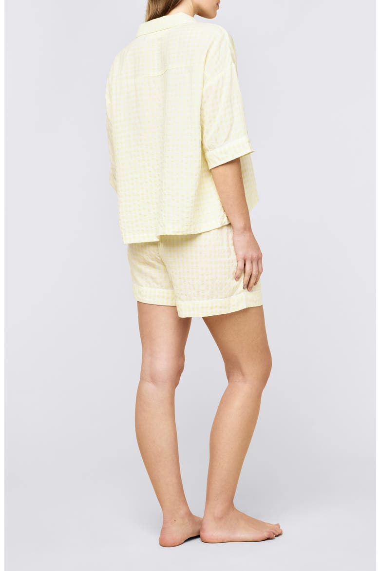 Seersucker Gingham Boxer Pajamas, Alternate, color, SUNSHINE BUTTER