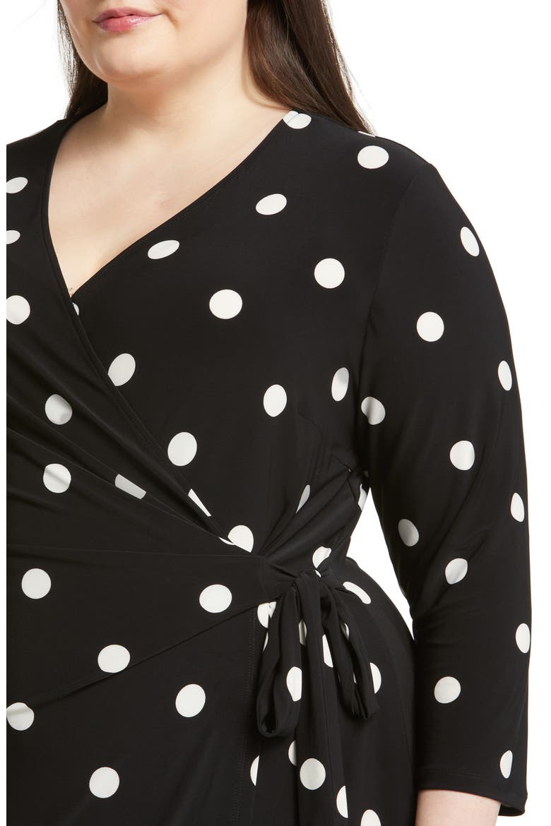 Polka Dot Classic Wrap Dress, Alternate, color, ANNE BLACK/ ANNE WHITE