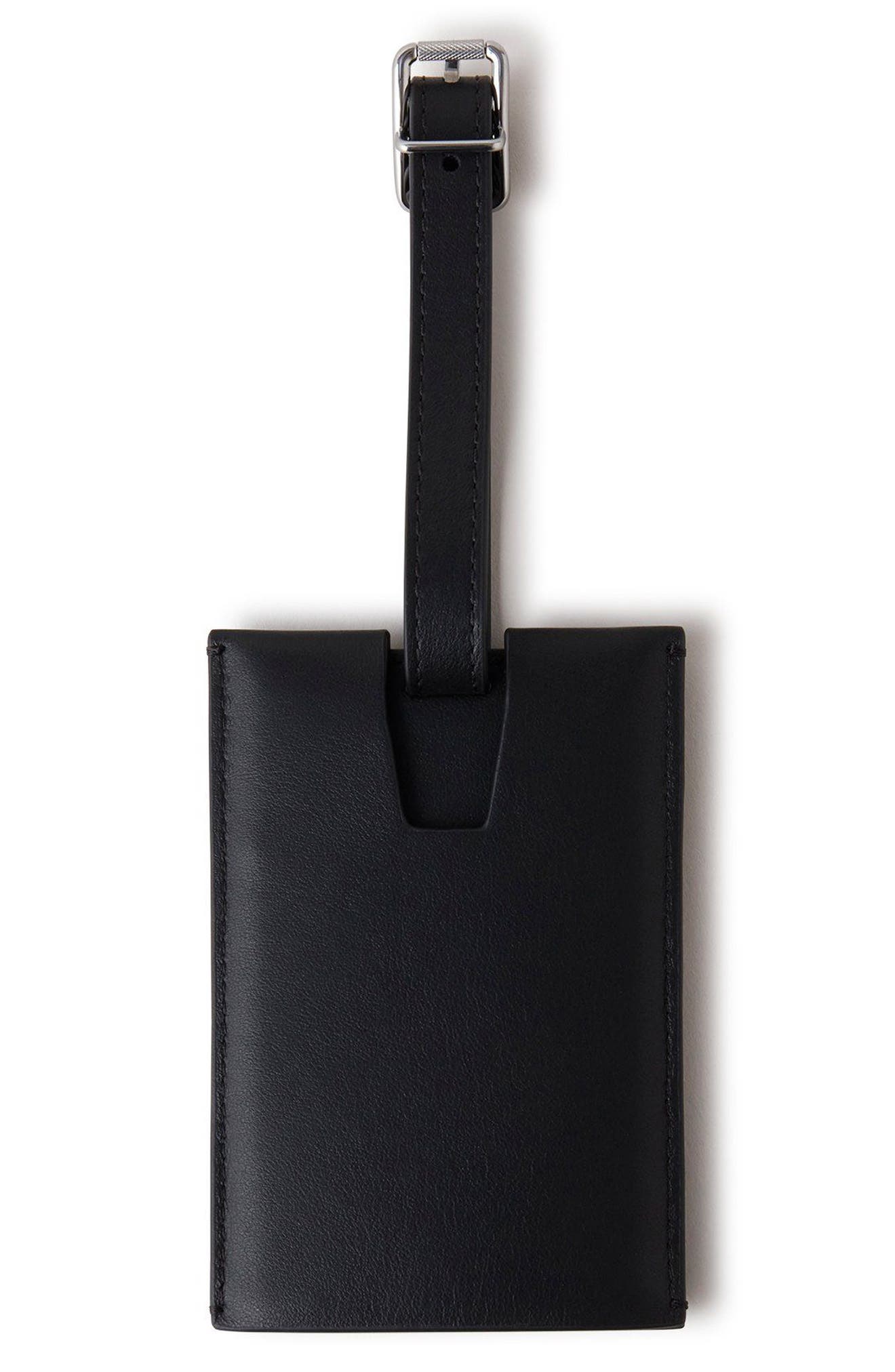 Mulberry Leather Luggage Tag, Alternate, color, Black