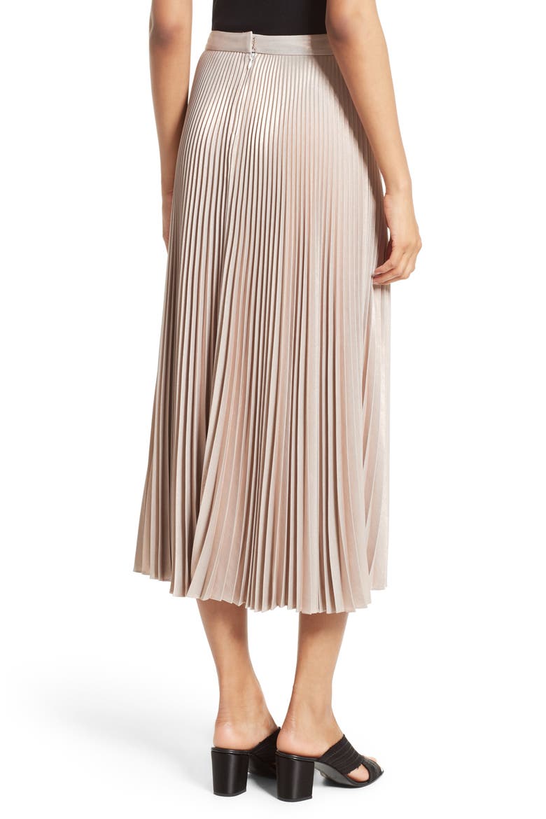 Bobby Pleated Midi Skirt, Alternate, color, ROSE