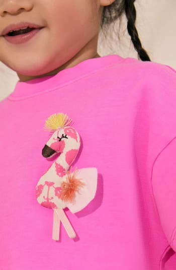 Kids' Pink Flaningo Cotton Top & Skirt Set