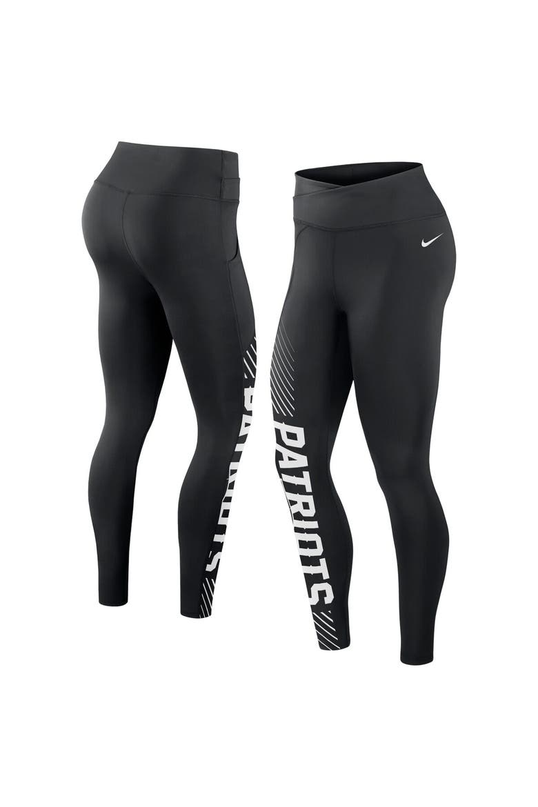 Women's Nike Black New England Patriots Yard Line Crossover Leggings, Alternate, color, Black