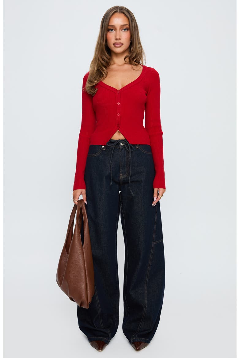 Sorenna Rib Cardigan, Alternate, color, RED