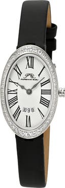 PORSAMO BLEU Women's Eloise Oval Guilloche Dial Topaz Leather Watch