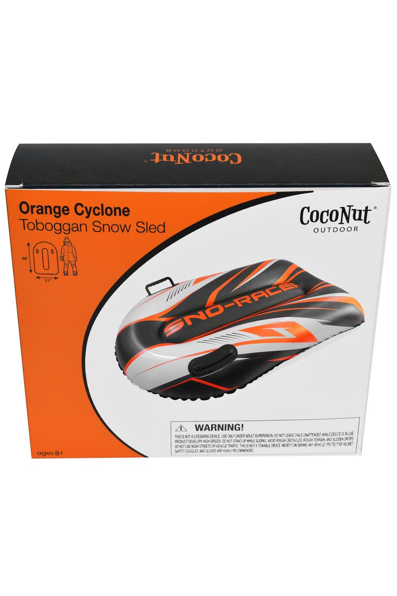 Orange Cyclone Snow Sled, 48x31", Inflatable, 200lb Cap,Ages 8+, Alternate, color, Multicolored