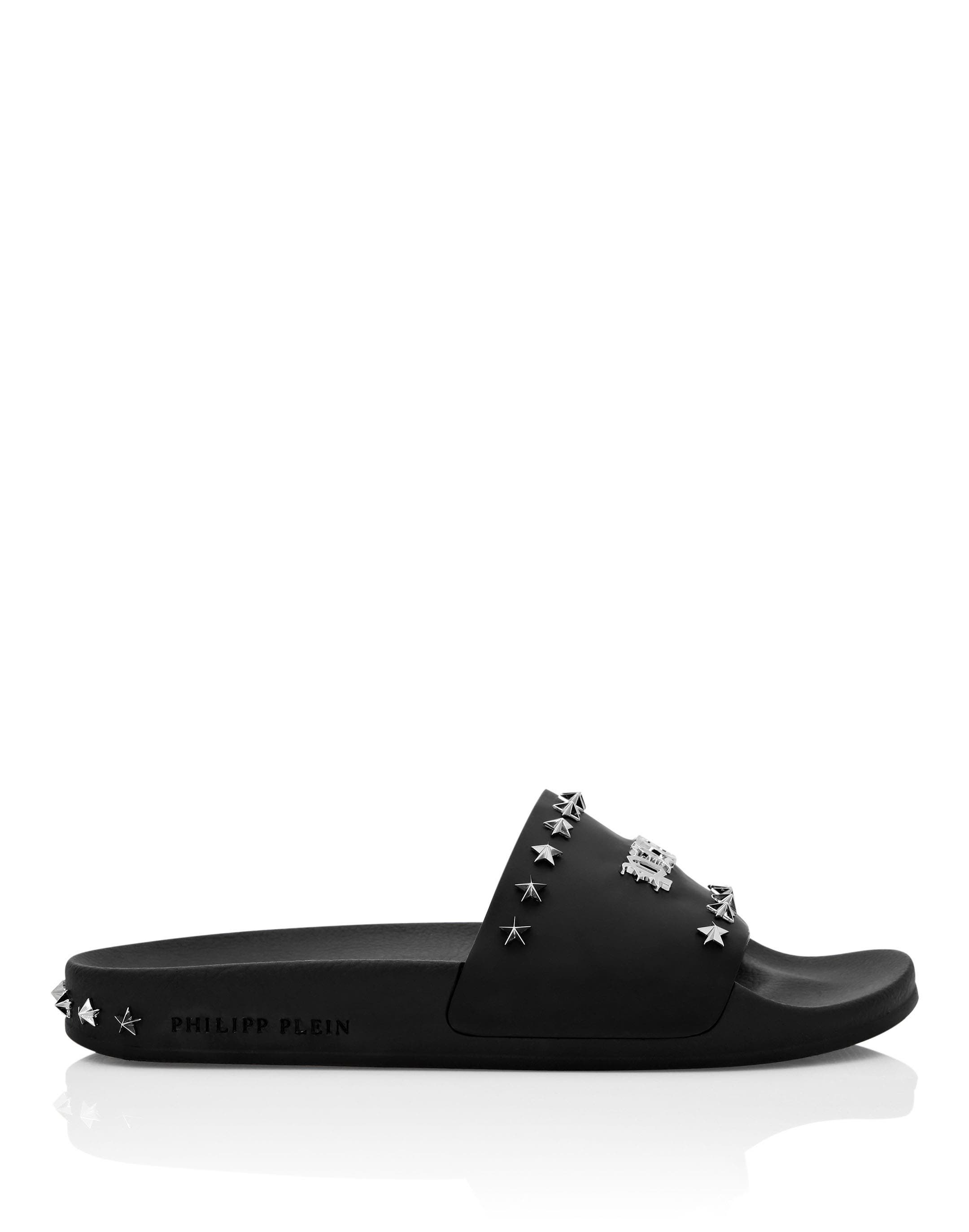 Flat Gummy Sandals Gothic Plein Unisex, Alternate, color, black