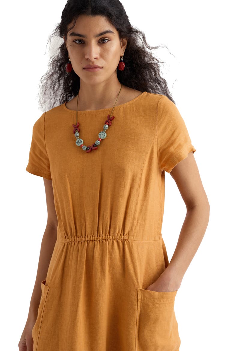 Haneth Linen Midi Dress, Alternate, color, MANGO