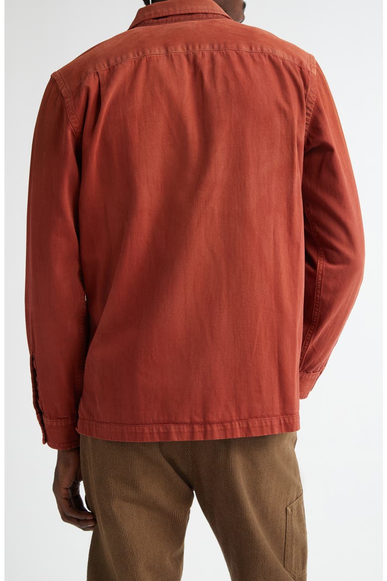 Garment Dye Long Sleeve Cotton Twill Camp Shirt, Alternate, color, BRICK