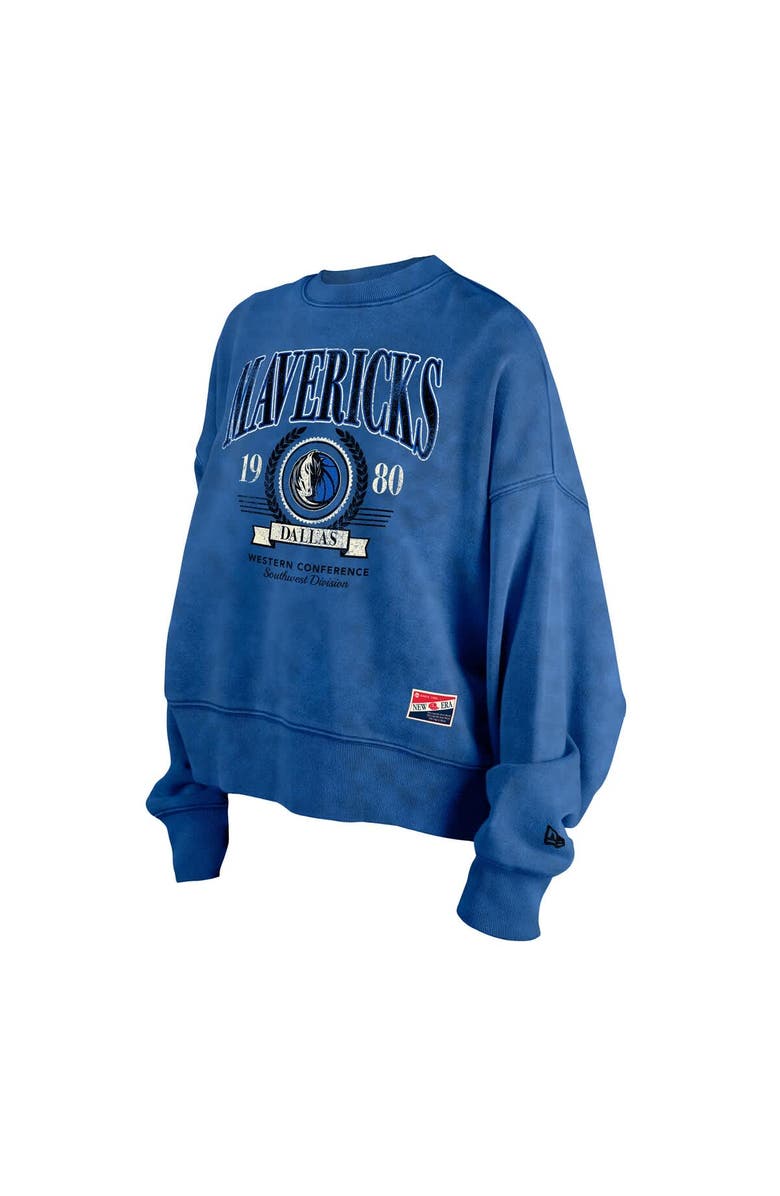 New Era Women's New Era  Blue Dallas Mavericks Hardwood Classics Enzyme Wash Oversized Boxy Pullover Sweatshirt, Alternate, color, Blue
