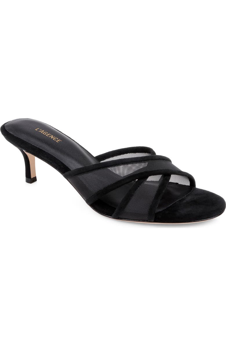 L'AGENCE Padua Slide Sandal, Main, color, Black Mesh