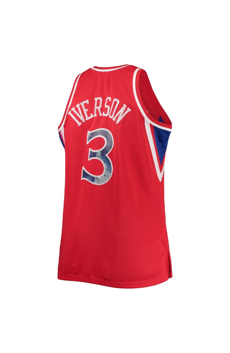 Mitchell & Ness Men's Mitchell & Ness Allen Iverson Red Philadelphia 76ers Big & Tall 1996/97 NBA 75th Anniversary Diamond Swingman Jersey, Alternate, color,
