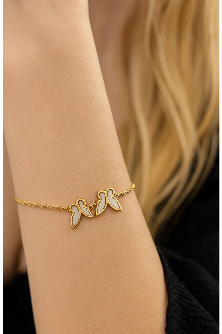 Butterfly Bracelet in Gold with Sea Shell Inlay Bracelet, Alternate, color, Gold