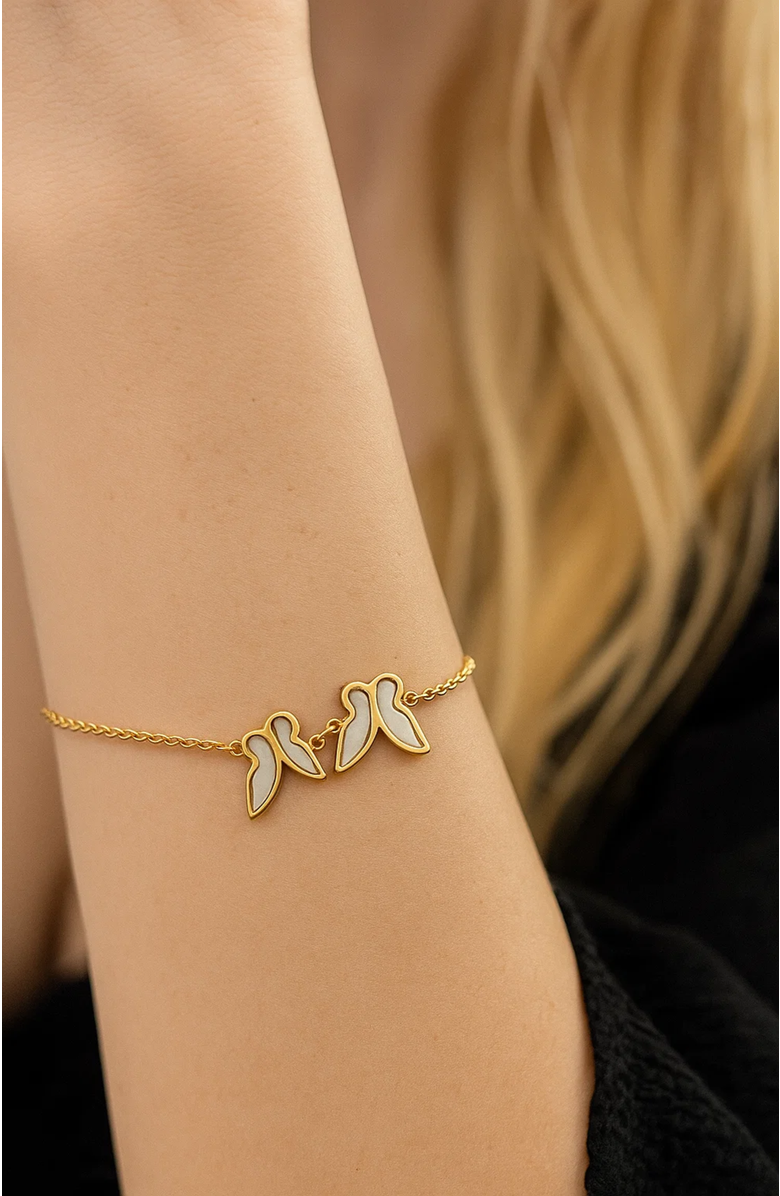 Hollywood Sensation Butterfly Bracelet in Gold with Sea Shell Inlay Bracelet, Alternate, color, Gold