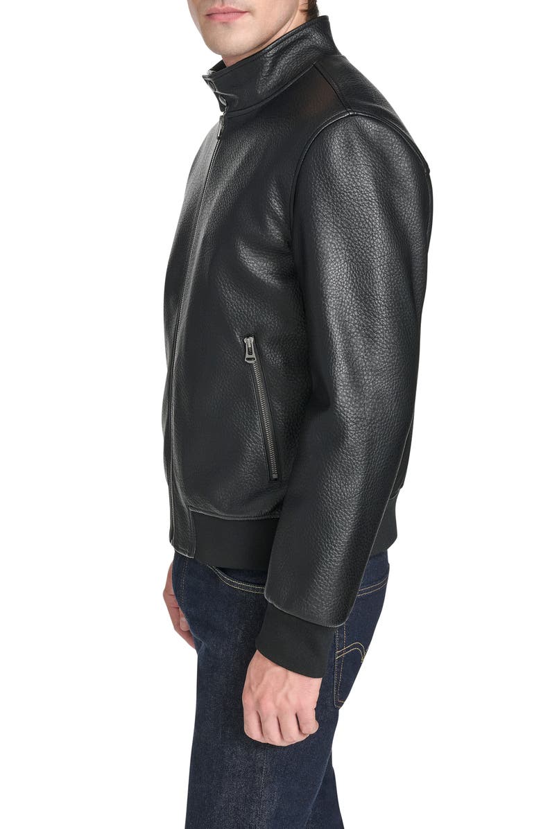 Cole Haan Signature Faux Leather Bomber Jacket, Alternate, color, Black