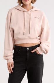 Off-White Crop Graphic Hoodie