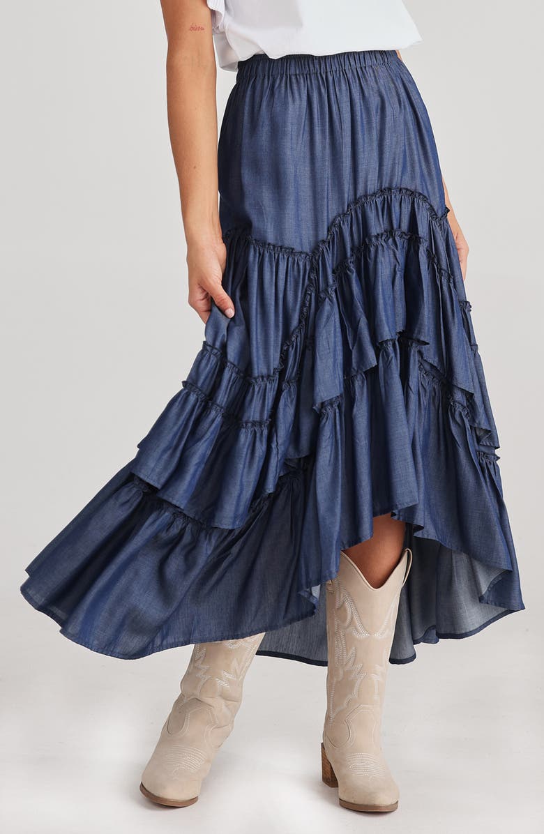 Talisman the Label Sassy Tiered Ruffle High-Low Skirt, Alternate, color, 