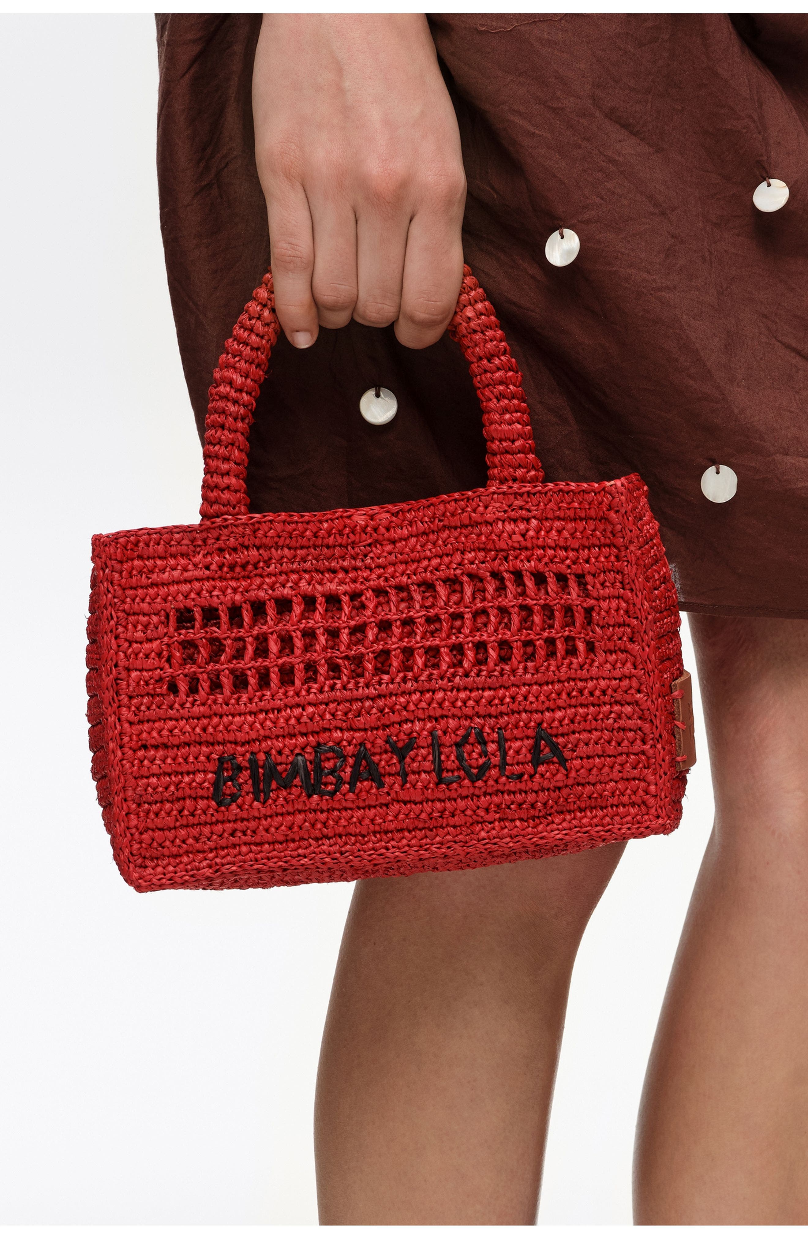 Raffia Mini Bag, Alternate, color, RED