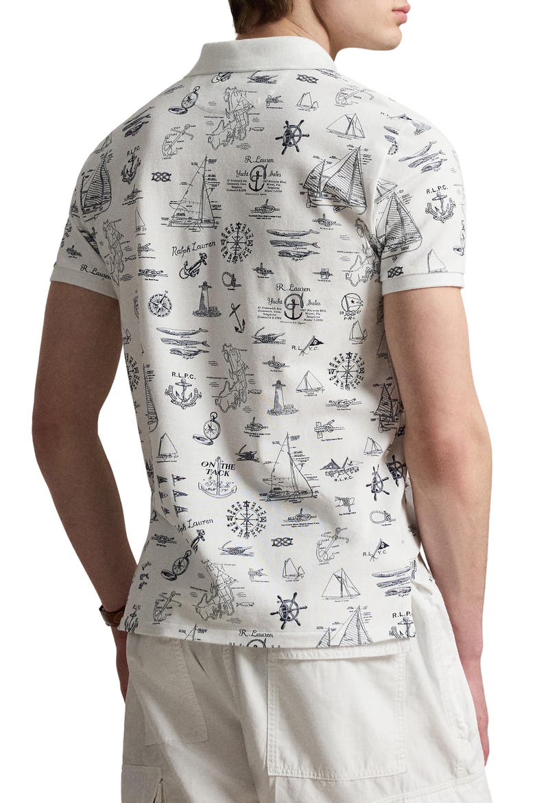Classic Fit Nautical Cotton Mesh Polo, Alternate, color, SEAWARD BOUND-WHITE
