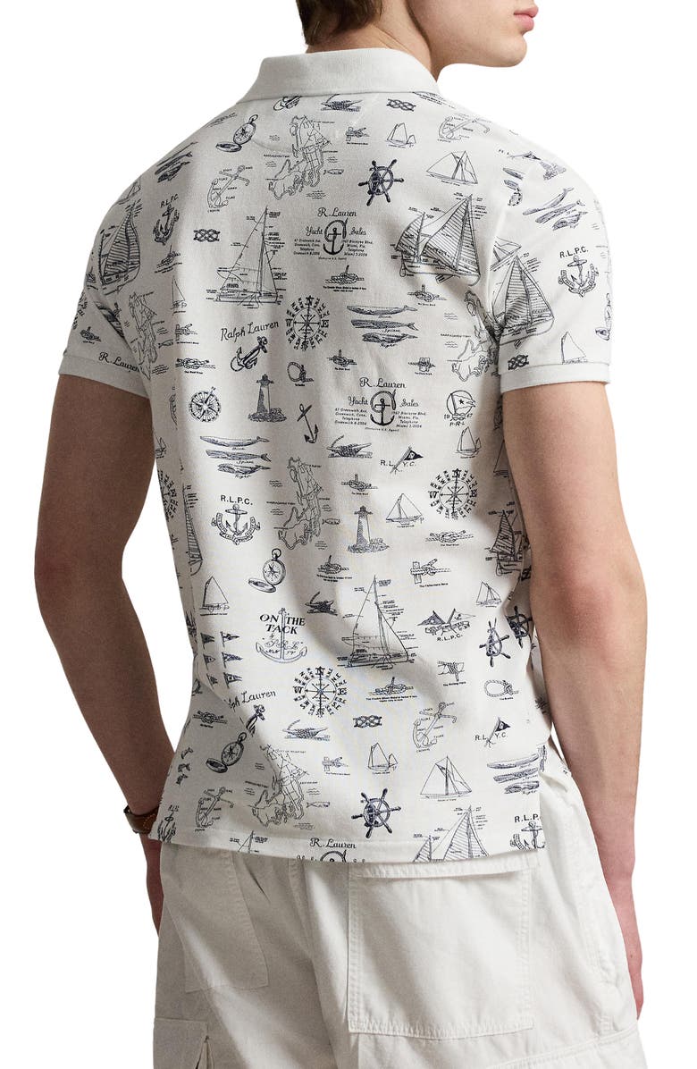 Polo Ralph Lauren Classic Fit Nautical Cotton Mesh Polo, Alternate, color, Seaward Bound-White