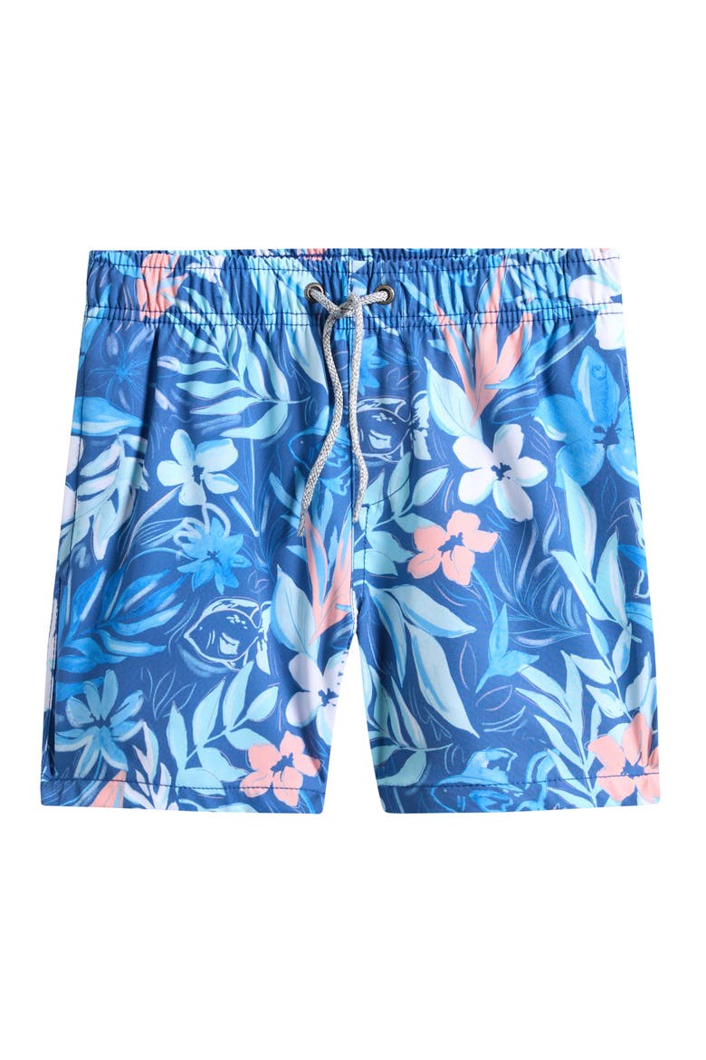 Kids' Print Stretch Volley Swim Trunks, Main, color, BLUE