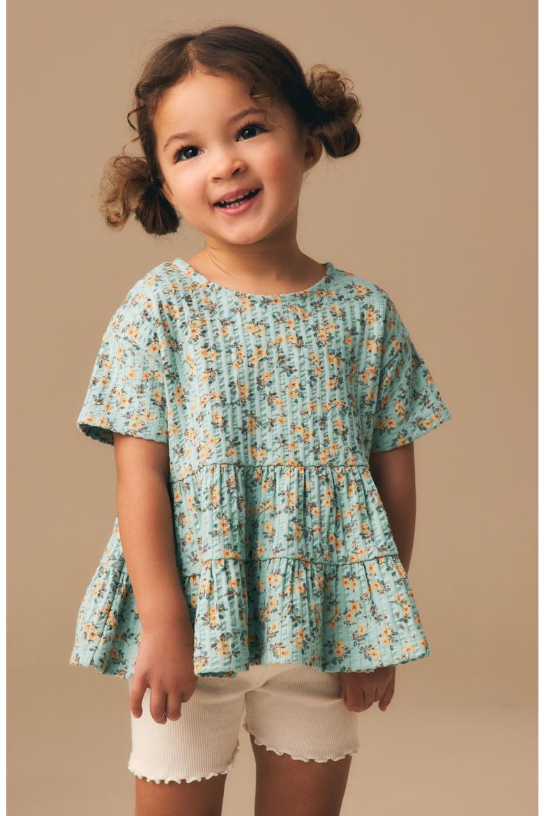 Peplum Top & Shorts, Alternate, color, BLUE