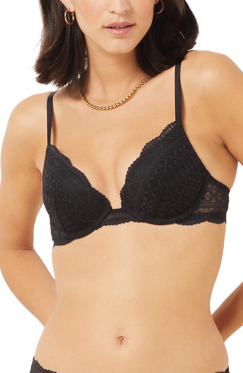 Etam Idole No. 2 Underwire Plunge Push-Up Bra, Main, color,