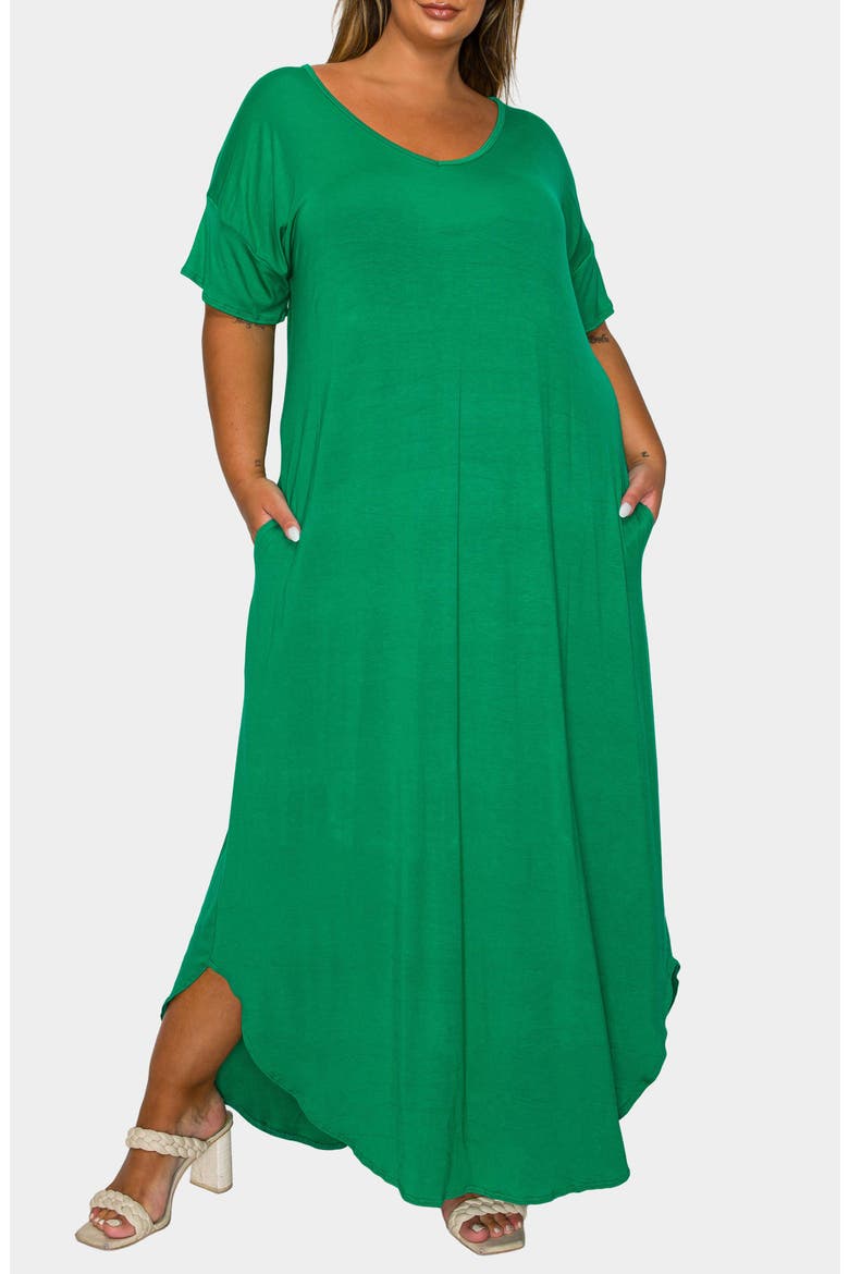 Short Sleeve Jersey Maxi Dress, Main, color, KELLY