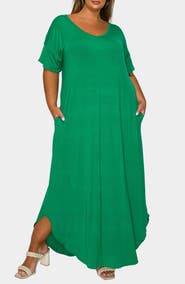 L I V D Short Sleeve Jersey Maxi Dress