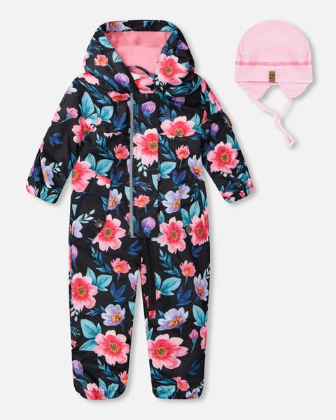 Baby Mid-Season One-Piece Printed Flowers Outerwear with Hat (Baby)