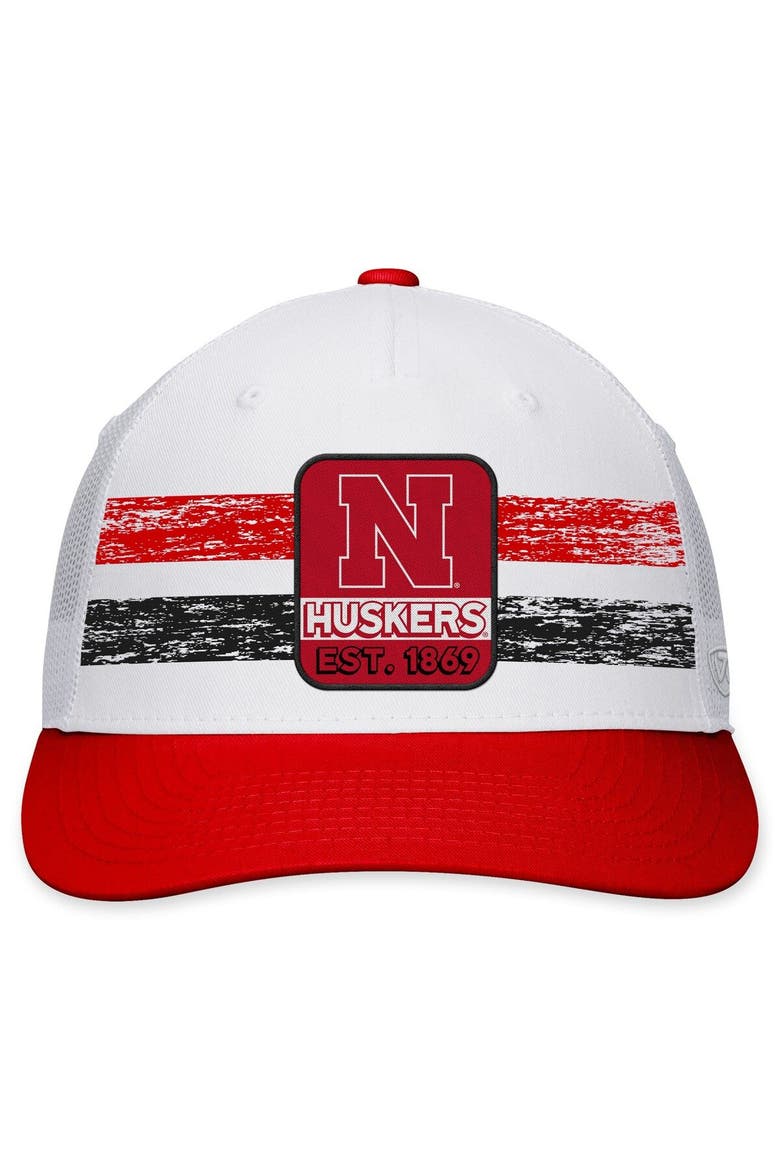 Men's Top of the World White/Scarlet Nebraska Huskers Retro Fade Snapback Hat, Alternate, color, White