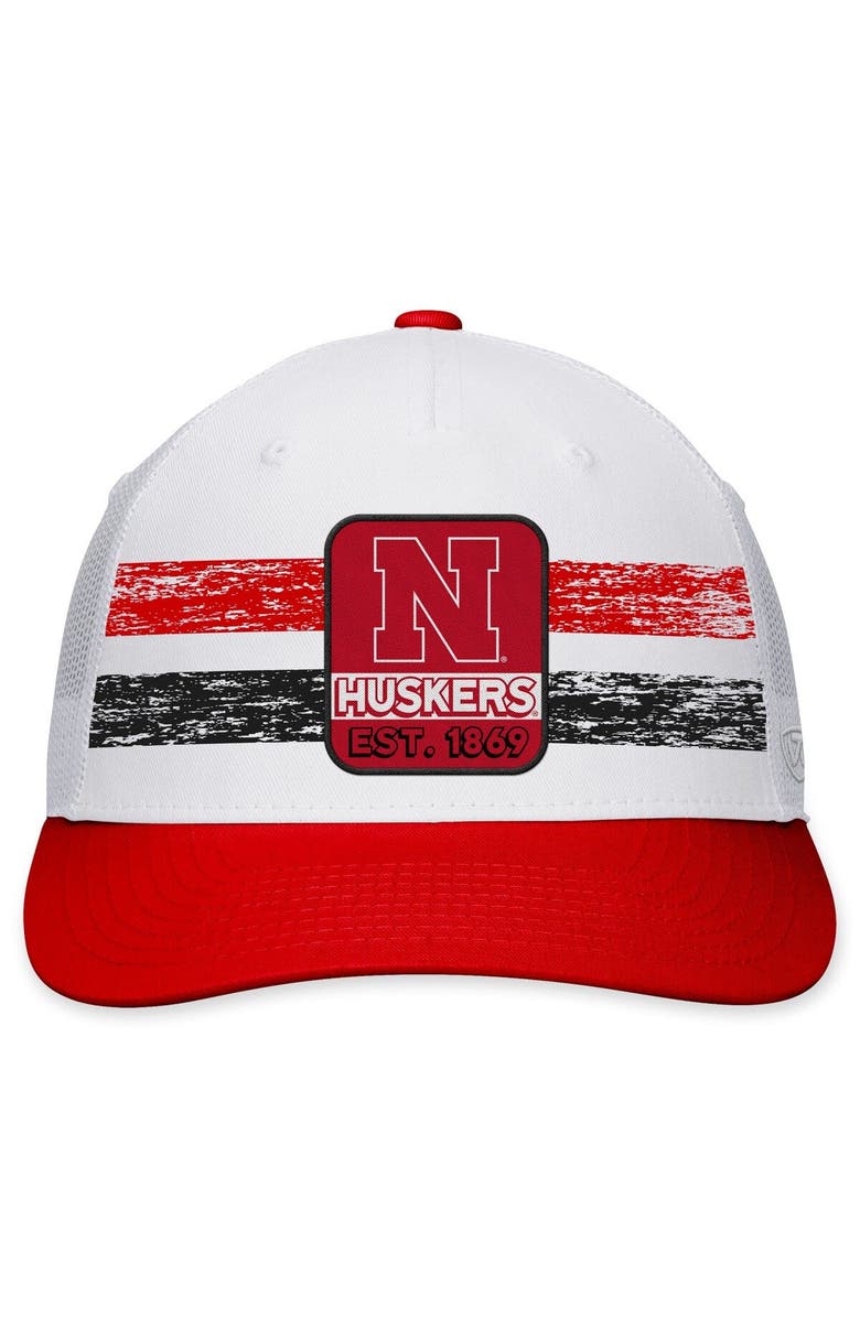 TOP OF THE WORLD Men's Top of the World White/Scarlet Nebraska Huskers Retro Fade Snapback Hat, Alternate, color, White