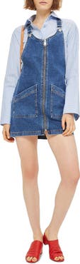 Topshop Denim Pinafore Dress