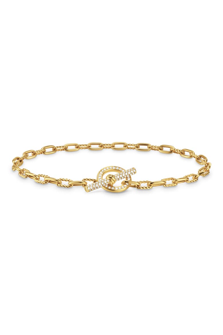 Madison® Pavé Toggle Chain Bracelet in 18K Yellow Gold with Diamonds, 3mm, Main, color, 18K GOLD