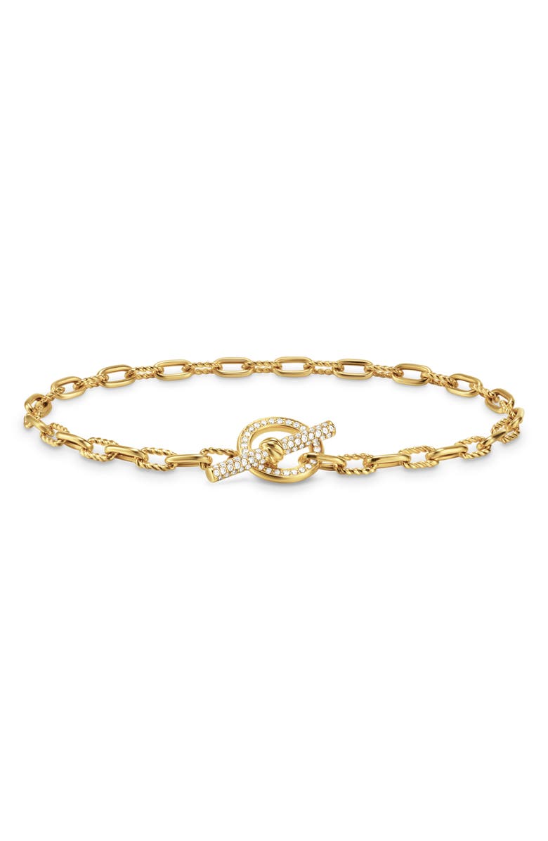 David Yurman Madison<sup>®</sup> Pavé Toggle Chain Bracelet in 18K Yellow Gold with Diamonds, 3mm, Main, color, 18K Gold