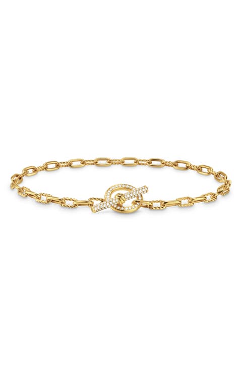 Madison® Pavé Toggle Chain Bracelet in 18K Yellow Gold with Diamonds, 3mm