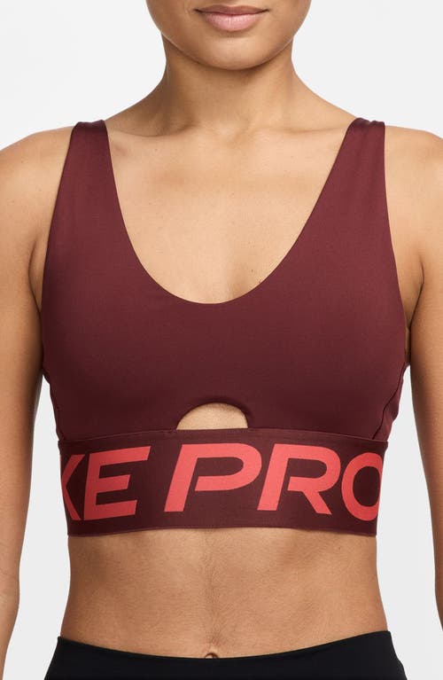 Nike Pro Indy Plunge Medium-Support Padded Sports Bra in Dark Team Red/Magic Ember at Nordstrom, Size X-Large