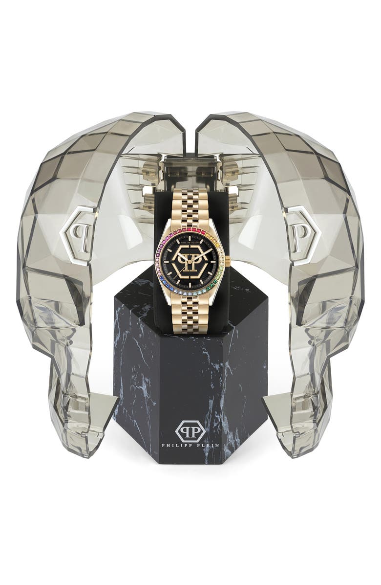 PHILIPP PLEIN Date Superlative Bracelet Watch, 38mm, Alternate, color, Ip Yellow Gold