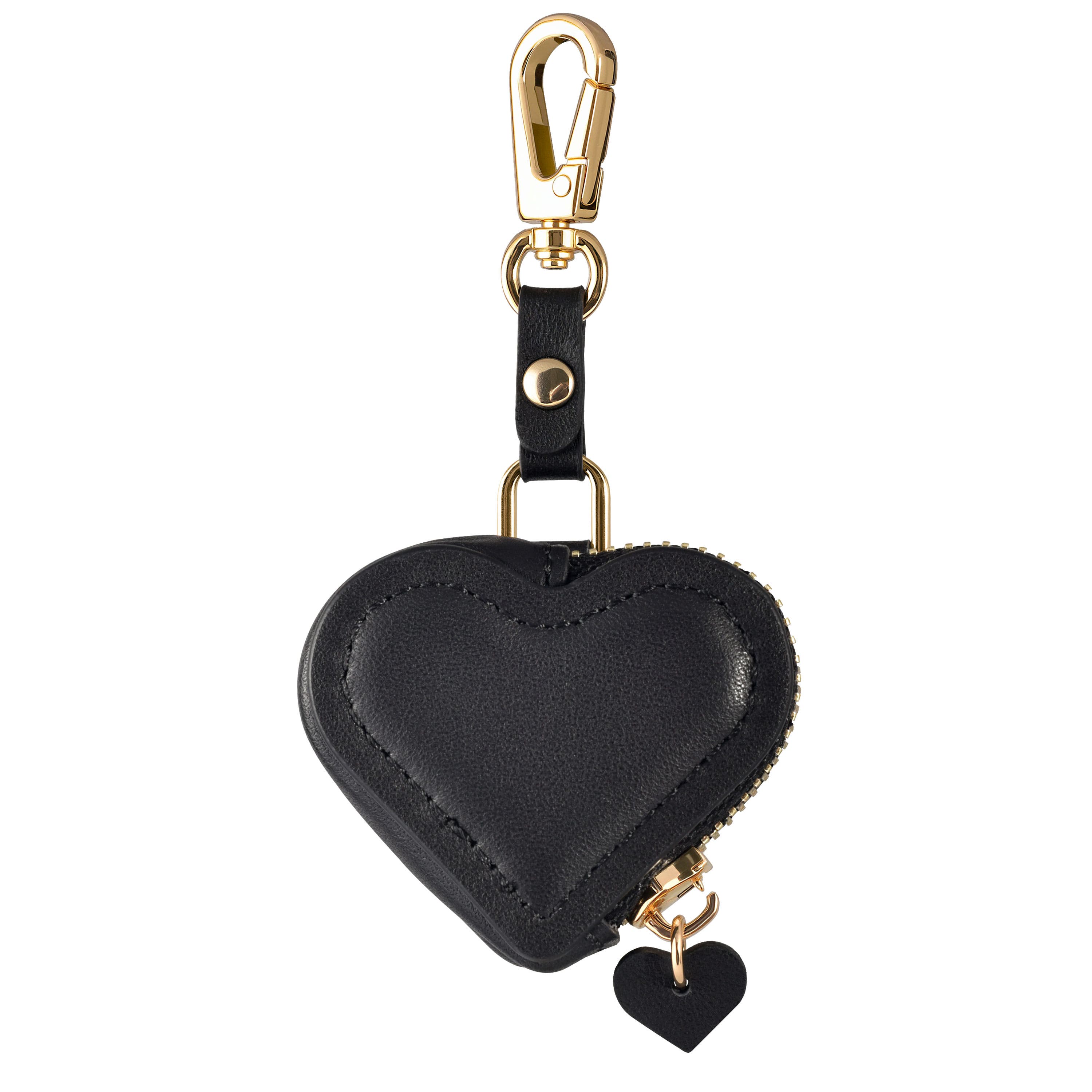 Posh Tech Leather AirTag Bag Charm, Main, color, Black