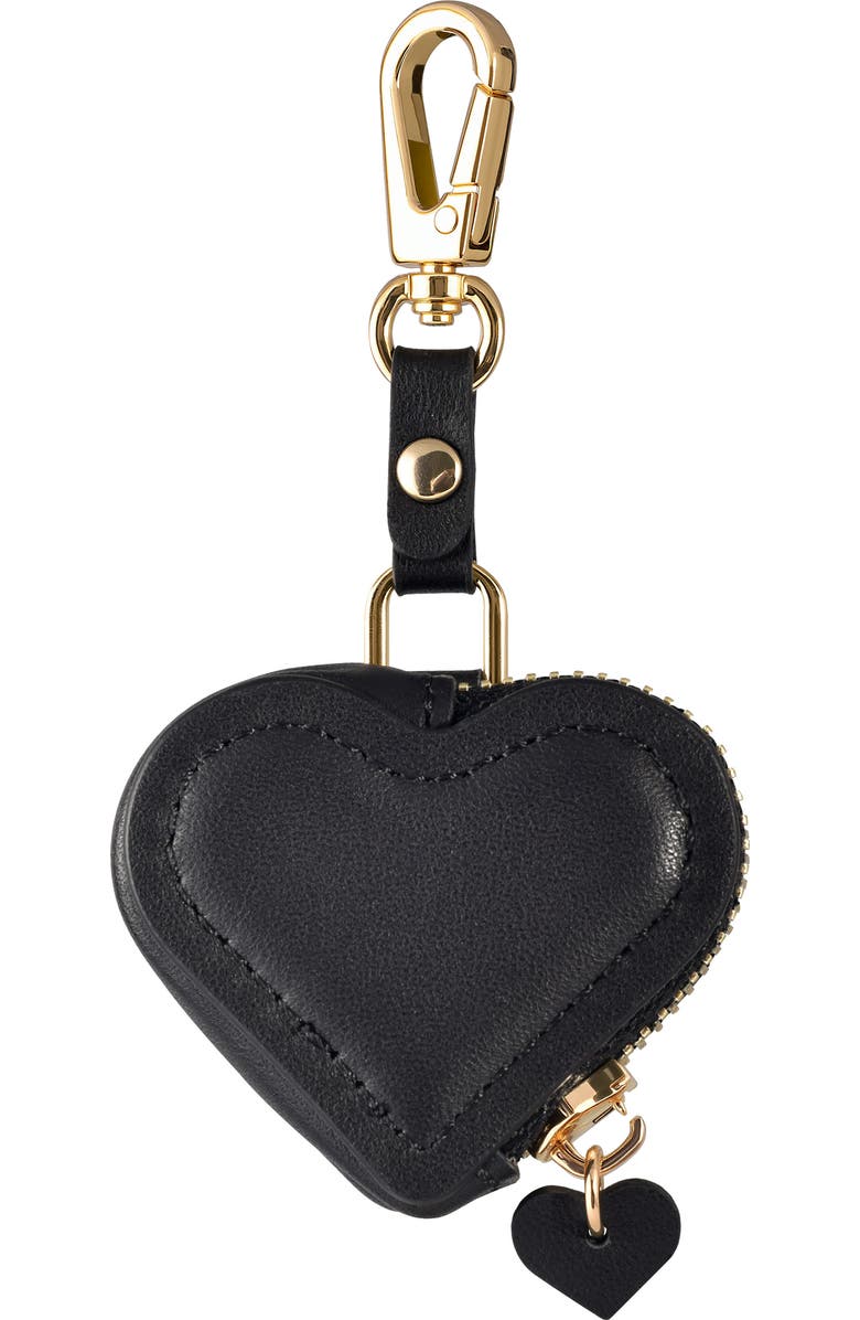 Posh Tech Leather AirTag Bag Charm, Main, color, Black
