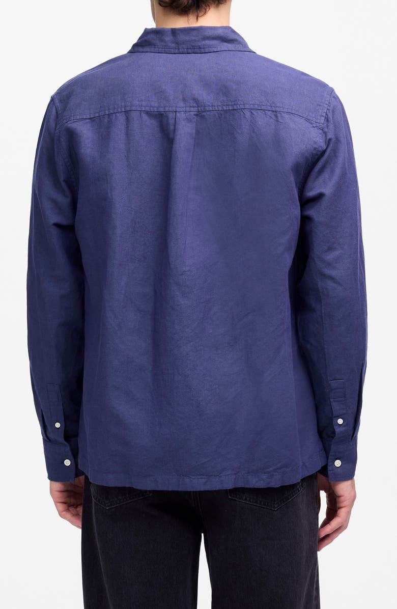 Madewell Stripe Linen & Cotton Button-Up Shirt, Alternate, color, Dark Indigo