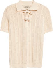 Valentino Cherryfic Open Knit Polo Sweater