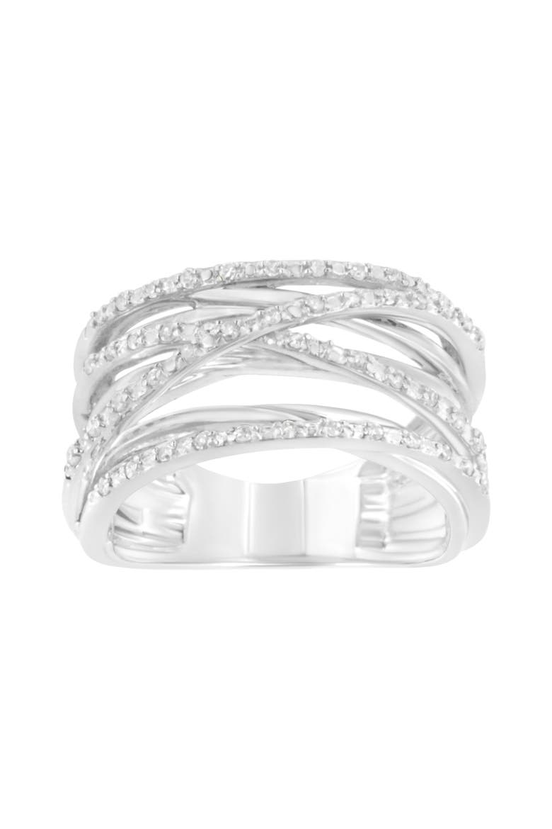 Silver 1/4 Cttw Round-Cut Diamond Open Bypass Ring, Main, color, Silver