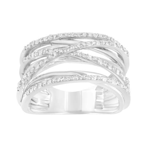 Silver 1/4 Cttw Round-Cut Diamond Bypass Ring