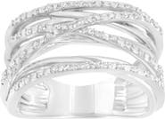 Haus of Brilliance Silver 1/4 Cttw Round-Cut Diamond Open Bypass Ring